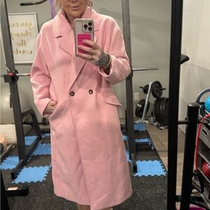 H&M Pink Double-Breasted Trench Coat